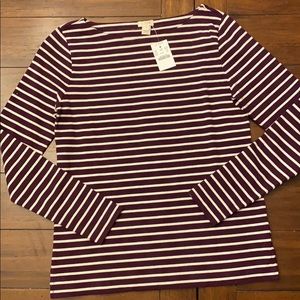 J Crew Long Sleeve Boat Neck Striped Tee